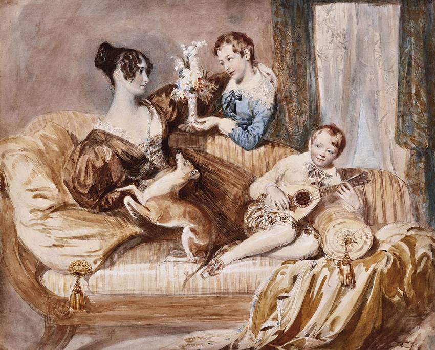 Julia Hardwick, nee Shaw, with her two sons, vintage artwork by Daniel Maclise, R.A., A3 (16x12") Poster Print
