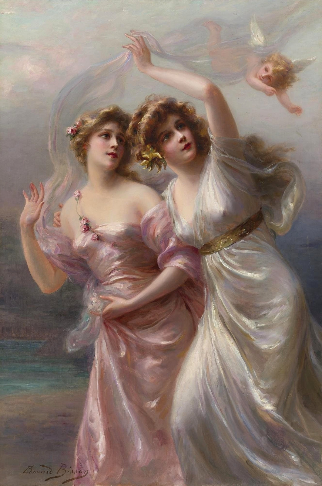Love's messengers, vintage artwork by Edouard Bisson, 12x8" (A4) Poster