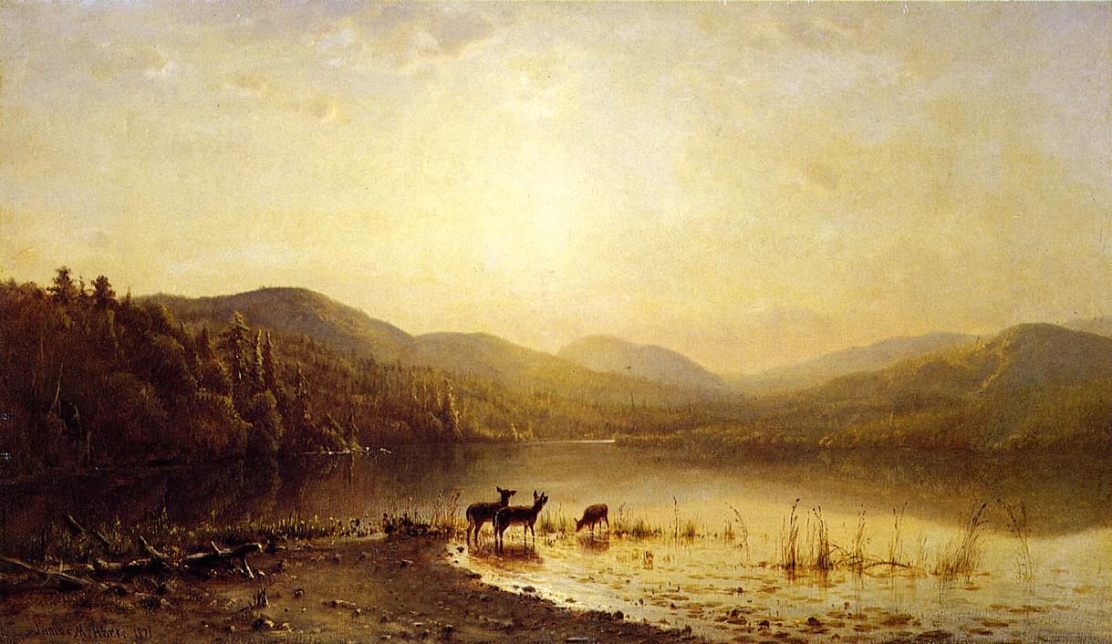 At the Water's Edge, vintage artwork by James McDougal Hart, 12x8" (A4) Poster