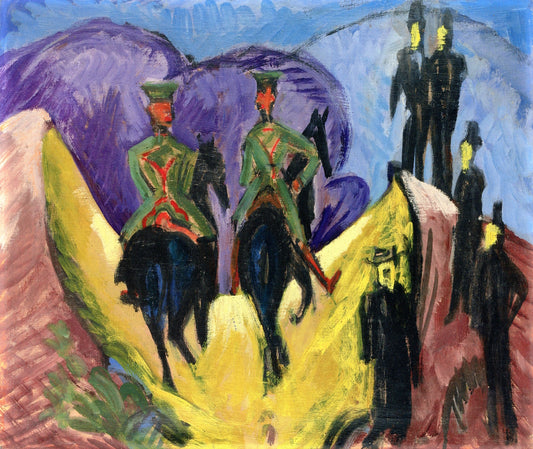 Captain of the Hussars; The Rider, vintage artwork by Ernst Ludwig Kirchner, 12x8" (A4) Poster