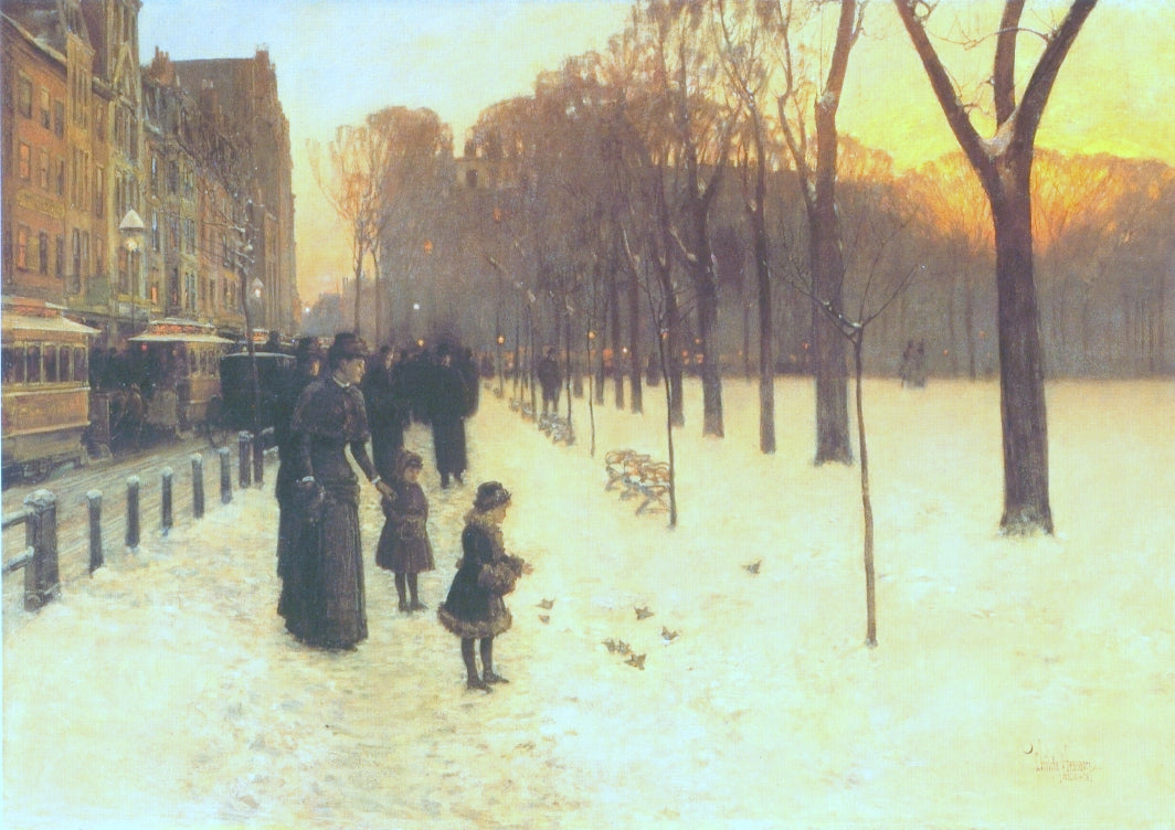 Boston Common at Twilight, vintage artwork by Childe Hassam, 12x8" (A4) Poster