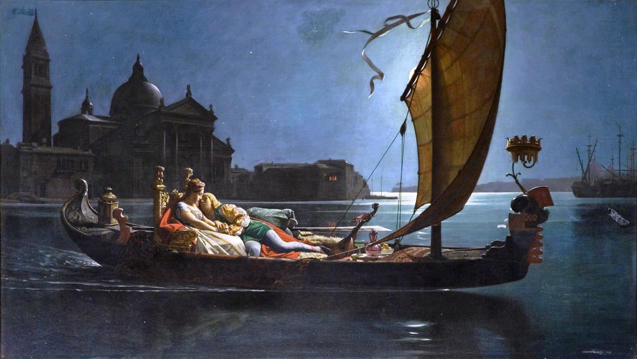 Honeymoon in Venice, vintage artwork by Jean-Jules-Antoine Lecomte du Nouÿ, 12x8" (A4) Poster