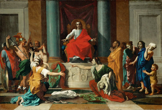 The Judgment of Solomon, vintage artwork by Nicolas Poussin, 12x8" (A4) Poster