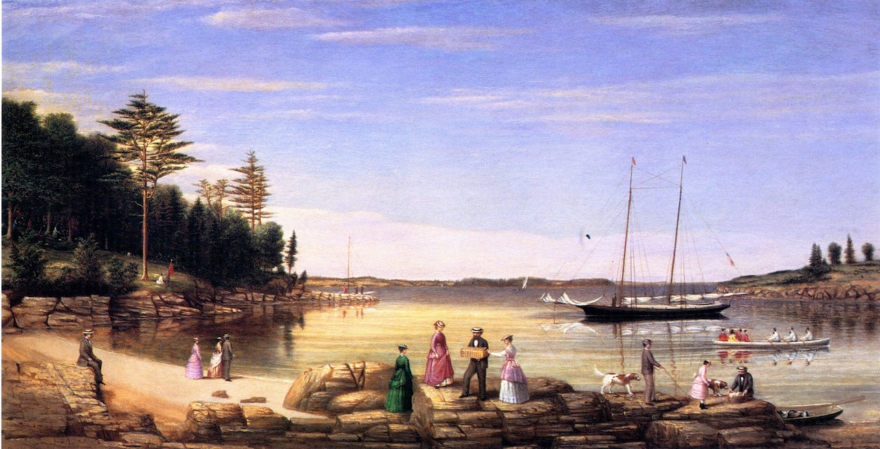 Pleasant Cove, Diamond Island, Casco Bay, vintage artwork by John Greenleaf Cloudman, A3 (16x12") Poster Print