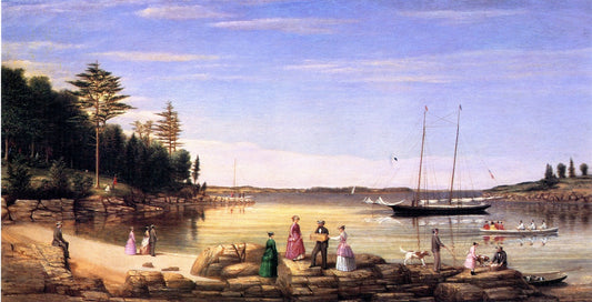 Pleasant Cove, Diamond Island, Casco Bay, vintage artwork by John Greenleaf Cloudman, A3 (16x12") Poster Print