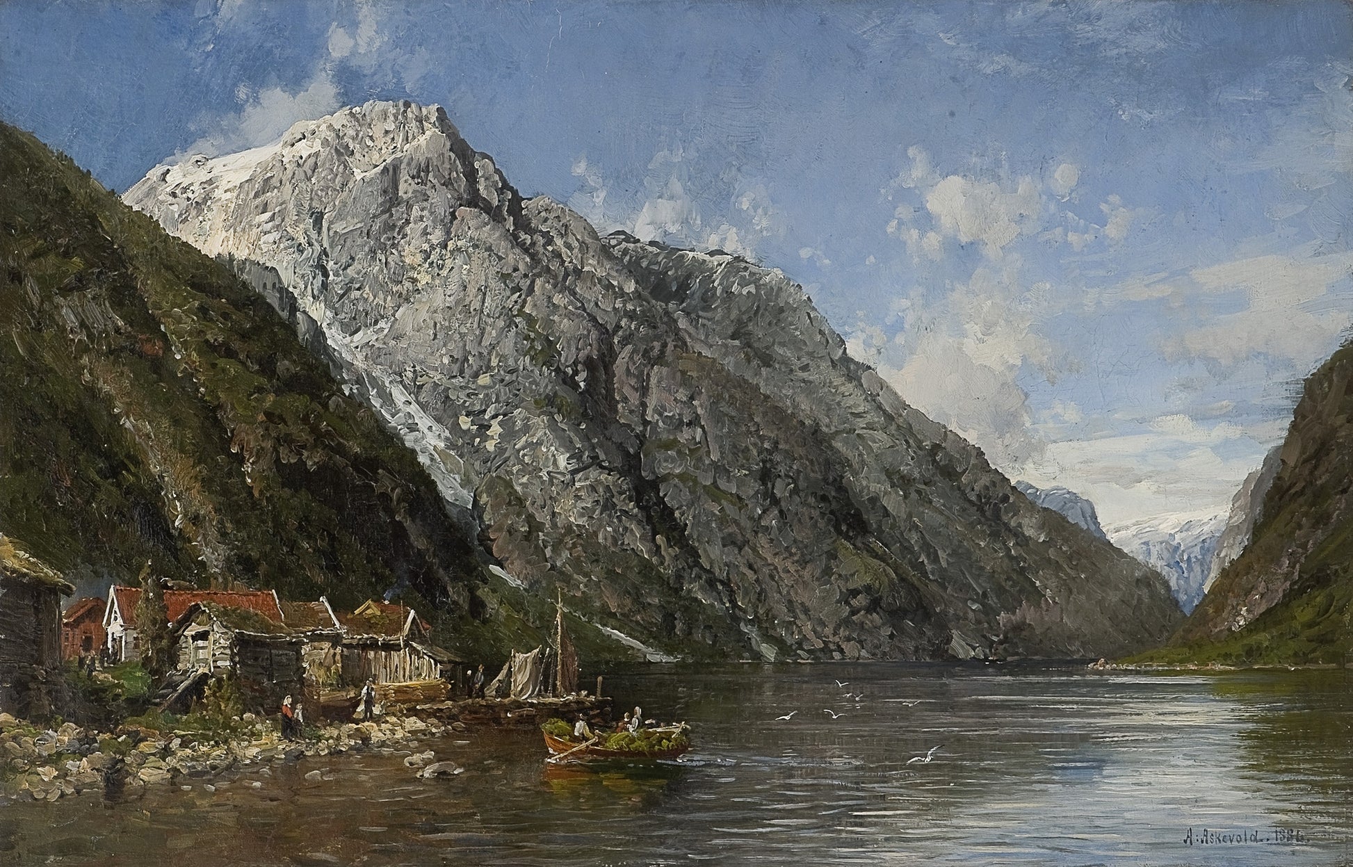 Valley in Nærøfjorden, vintage artwork by Anders Monsen Askevold, 12x8" (A4) Poster