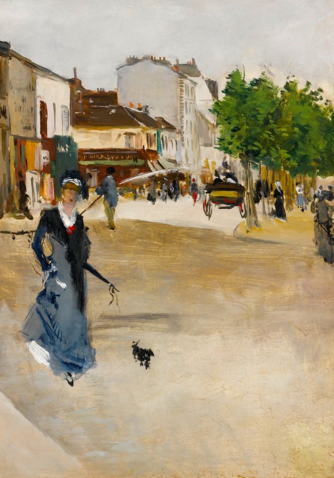 Boulevard de Clichy, L'elegante au caniche, vintage artwork by Norbert Goeneutte, 12x8" (A4) Poster
