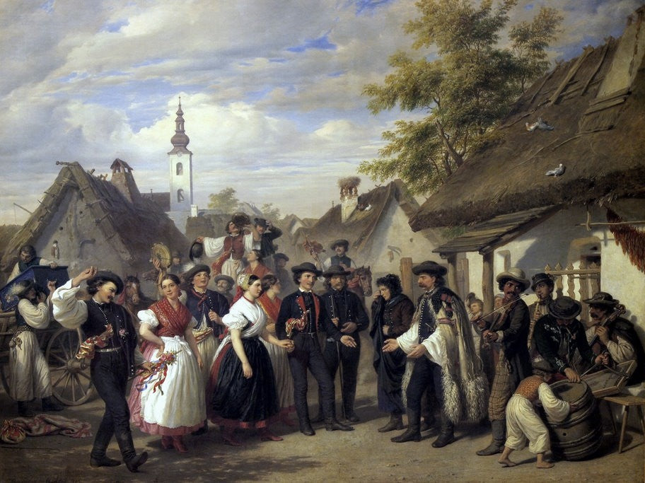 Arrival of the Bride, vintage artwork by Miklós Barabás, A3 (16x12") Poster Print