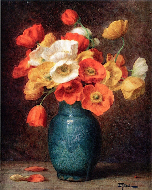 Anemones in a Blue Vase by Ernest Filliard,A3(16x12")Poster