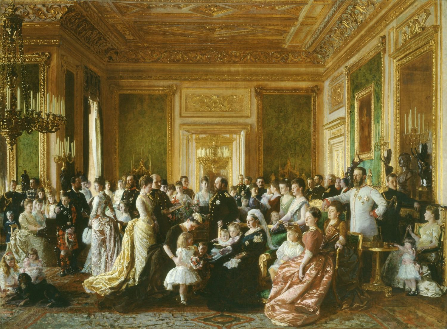 The Family of Queen Victoria in 1887, vintage artwork by Laurits Tuxen, 12x8" (A4) Poster