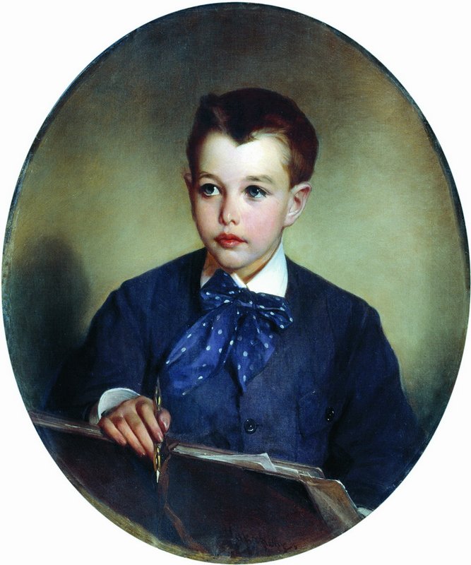 Portrait of Count Petr Sheremetev as a Child, vintage artwork by Ivan Makarov, 12x8" (A4) Poster