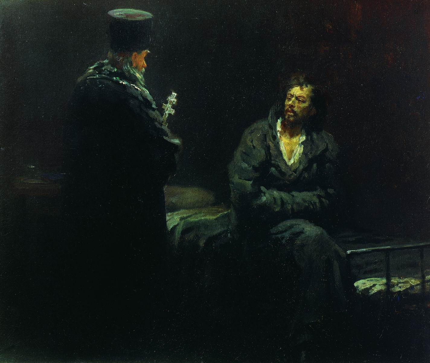 Before the Confession, vintage artwork by Ilia Efimovich Repin, 12x8" (A4) Poster