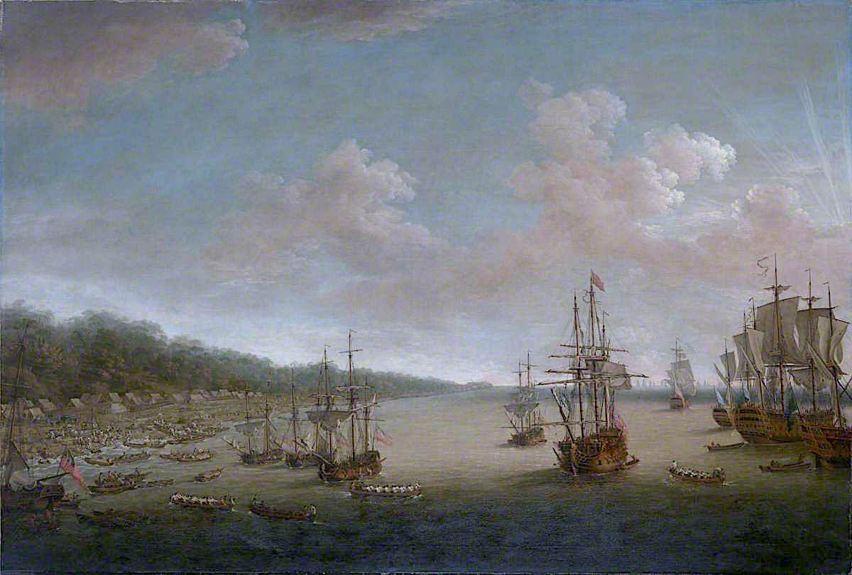 The Capture of Havana, 1762: The Landing, 7 June, vintage artwork by Dominic Serres, 12x8" (A4) Poster