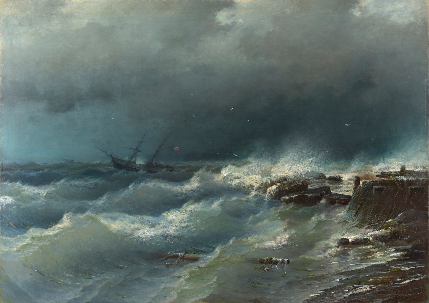 Storm near Odessa, vintage artwork by Rufin Sudkovsky, 12x8" (A4) Poster