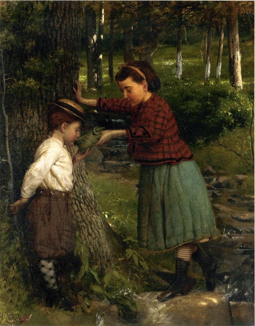 At the Brook, vintage artwork by Seymour Joseph Guy, 12x8" (A4) Poster