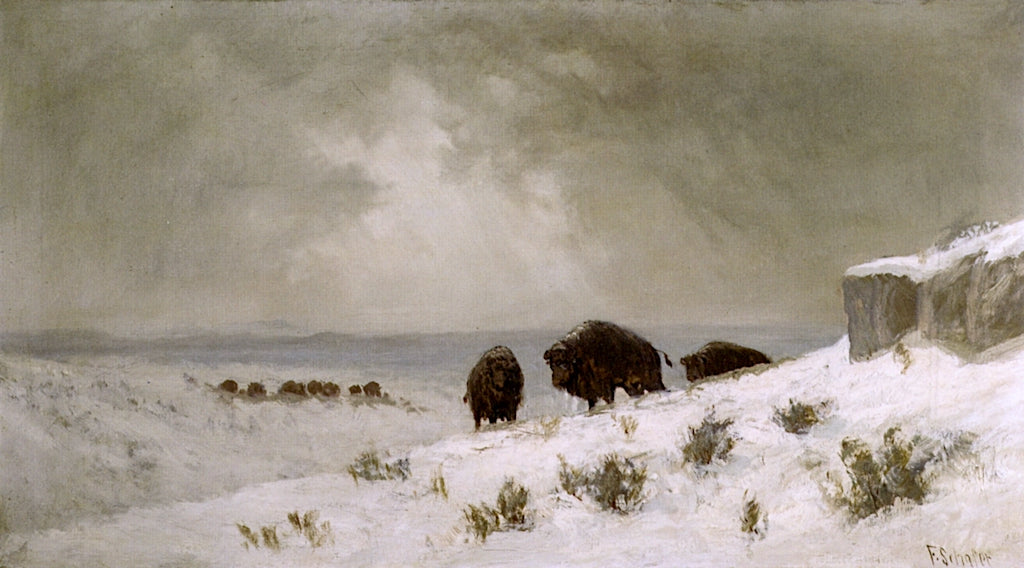 Winter on the Plains, vintage artwork by Frederick Ferdinand Schafer, 12x8" (A4) Poster