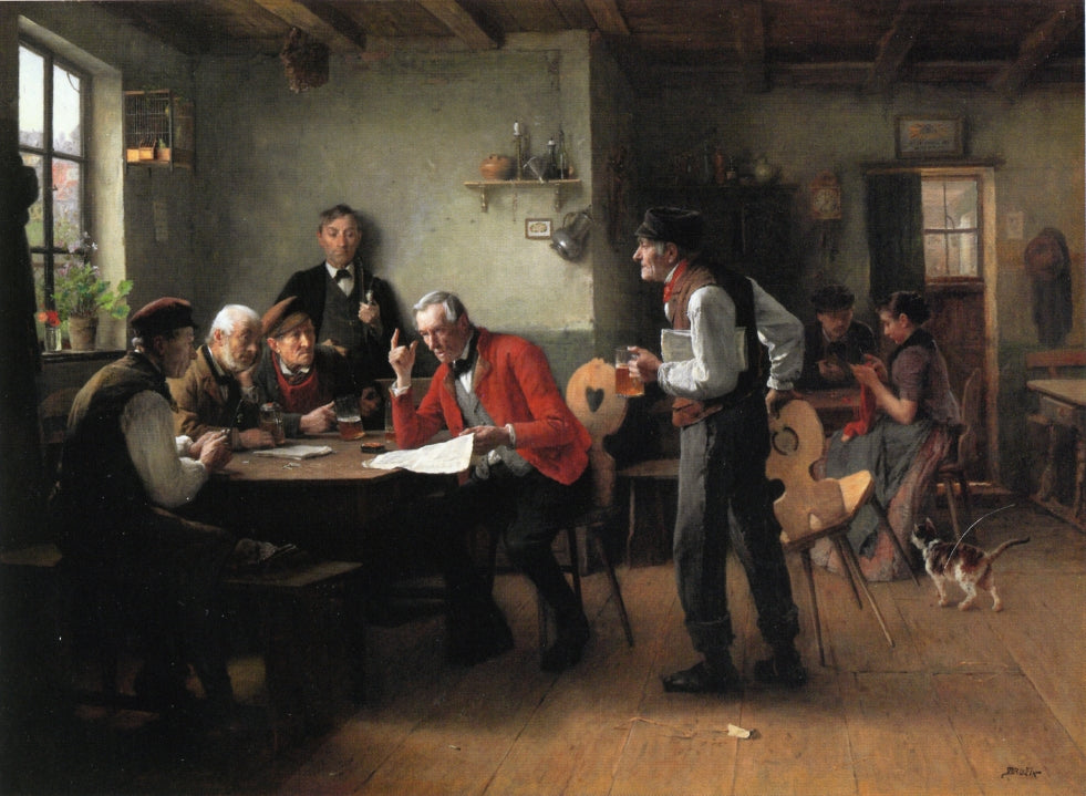 The Discussion, vintage artwork by Václav Brožík, 12x8" (A4) Poster