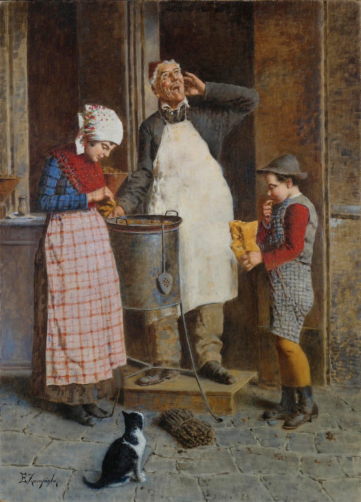 The Angel of Charity, vintage artwork by Eugenio Zampighi, 12x8" (A4) Poster