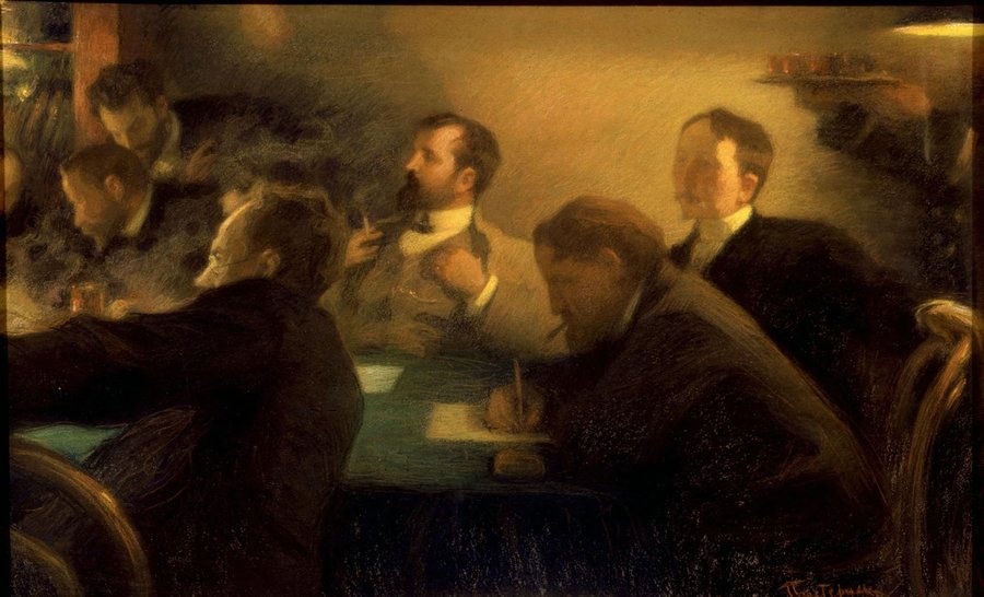 A Meeting of Moscow Art Teachers, vintage artwork by Leonid Osipovich Pasternak, 12x8" (A4) Poster