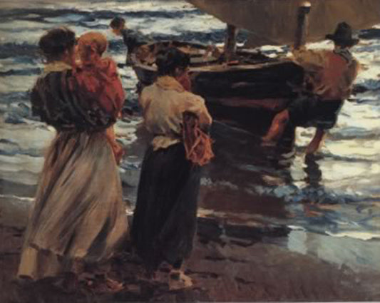 Trabajando en el puerto, vintage artwork by Enrique Martinez Cubells, 12x8" (A4) Poster