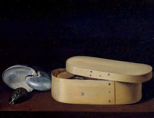 Shells and box, vintage artwork by Sebastien Stoskopff, 12x8" (A4) Poster