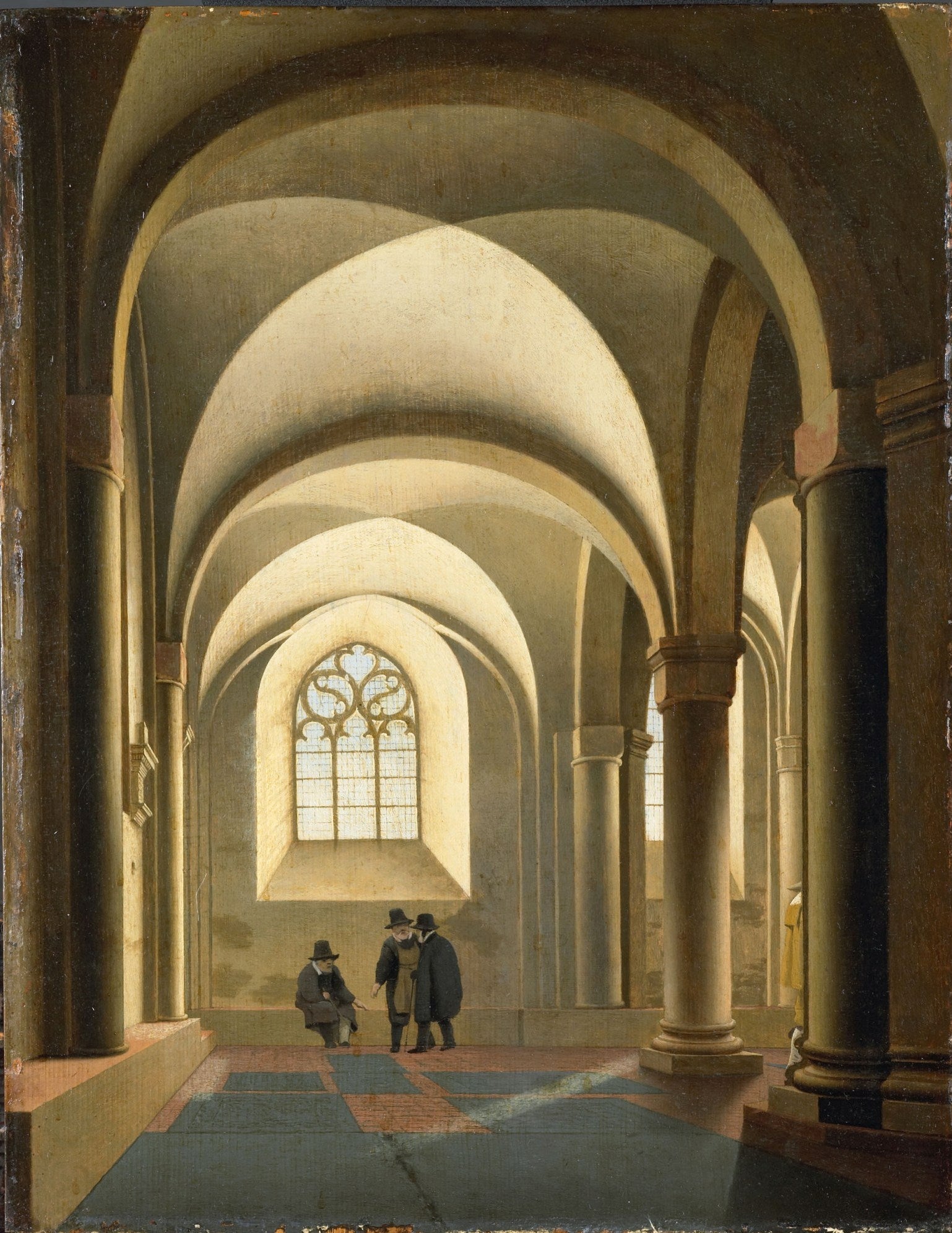 The westernmost bays of the south aisle of the Mariakerk in Utrecht, vintage artwork by Pieter Saenredam, 12x8" (A4) Poster
