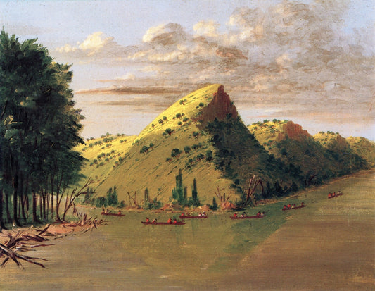 Garlick Cape, A Range of Bluffs on the Upper Mississippi, vintage artwork by George Catlin, A3 (16x12") Poster Print