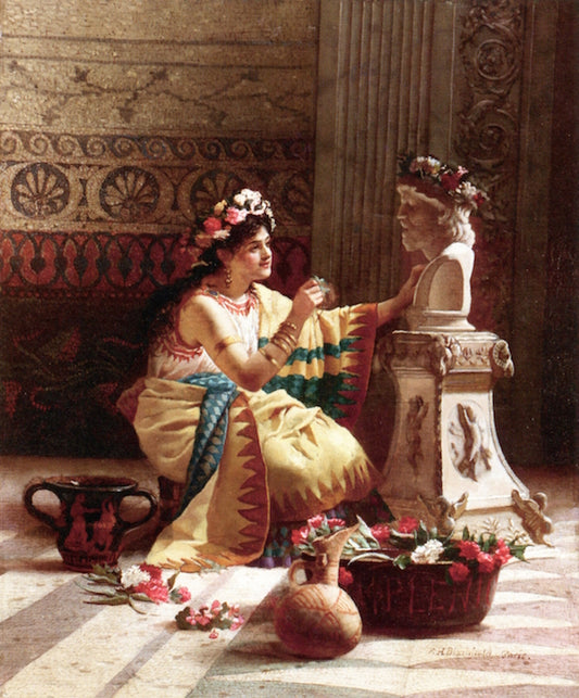 Greek Temple Maiden, vintage artwork by Edwin Howland Blashfield, 12x8" (A4) Poster