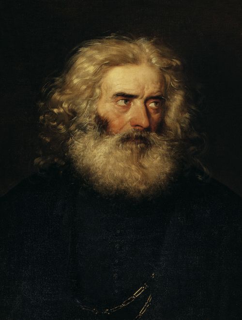 Study of a Head of a Bearded Man, vintage artwork by Friedrich von Amerling, A3 (16x12") Poster Print