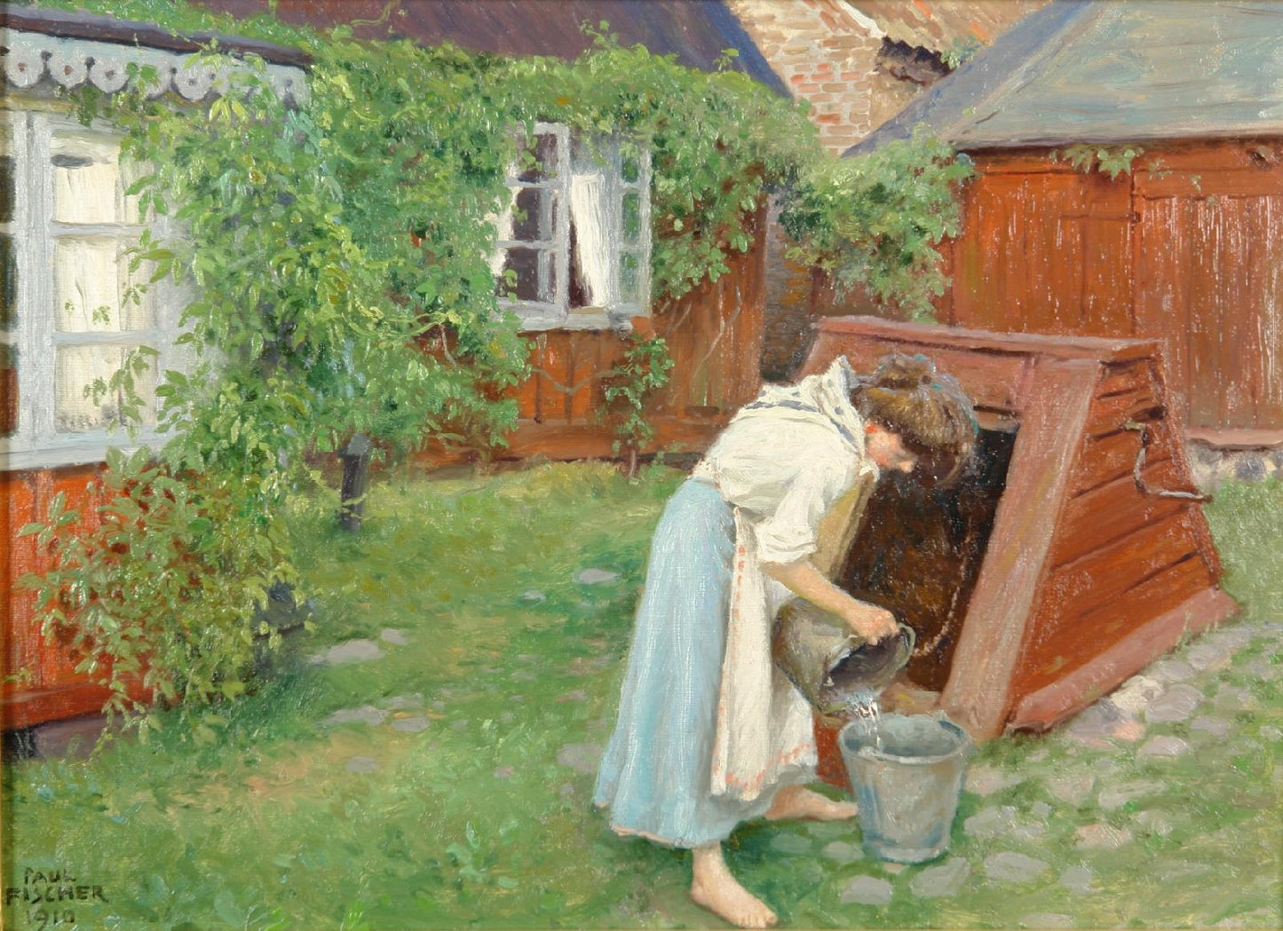 rden in Båstad, girl fetching water by Paul-Gustave Fischer,A3(16x12")Poster