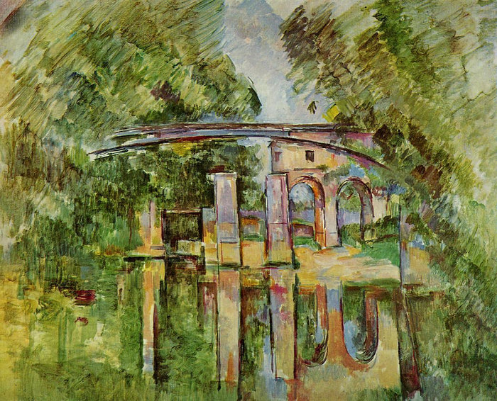 Aqueduct and Lock, vintage artwork by Paul Cezanne, 12x8