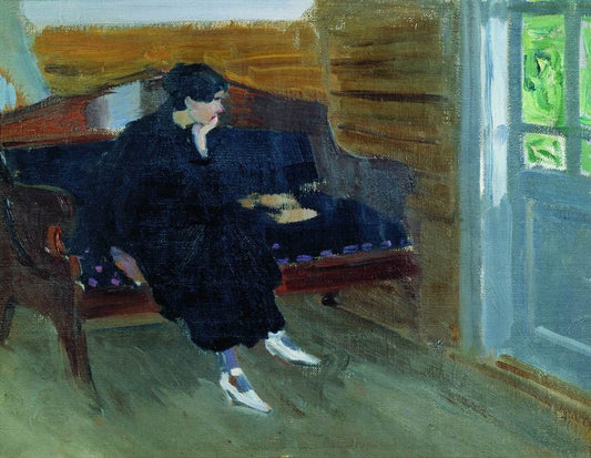Woman on the Sofa, vintage artwork by Alexei Stepanov, 12x8" (A4) Poster