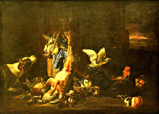 Game and Animals, vintage artwork by David de Coninck, 12x8" (A4) Poster