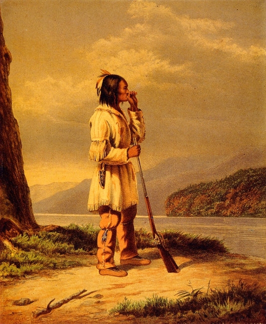 Calling Moose, "Huron" Indian, vintage artwork by Cornelius Krieghoff, A3 (16x12") Poster Print