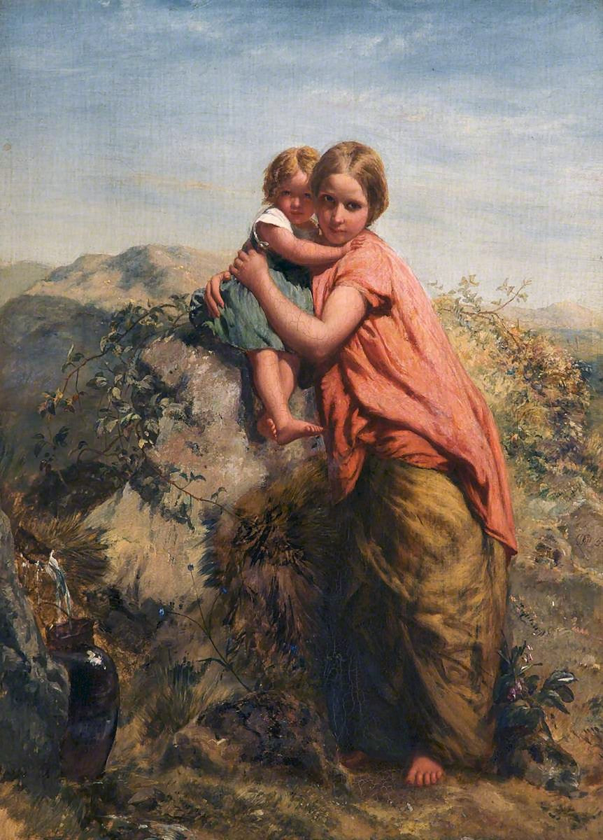 Welsh Peasant and Child, vintage artwork by Paul Falconer Poole, R.A., R. I., A3 (16x12") Poster Print