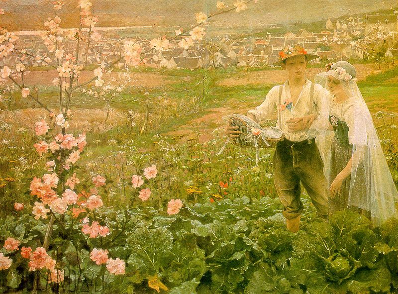 Innocent Wedding, vintage artwork by Jean-Eugène Buland, 12x8" (A4) Poster