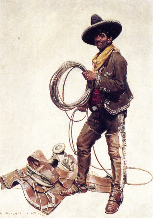 Mexican Cowboy, vintage artwork by William Herbert Dunton, 12x8" (A4) Poster