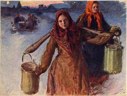 The Watercarriers, vintage artwork by Ivan Kulikov, 12x8" (A4) Poster