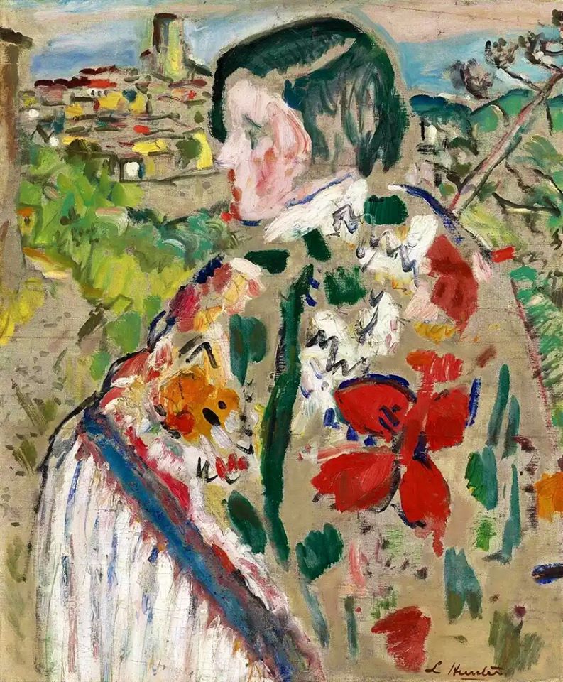  in a Shawl; St Paul de Vence Beyond by George Leslie Hunter,16x12(A3) Poster