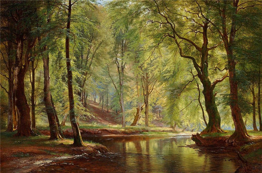 A Day in June in Lellinge Forest, vintage artwork by Carl Frederik Aagaard, 12x8" (A4) Poster