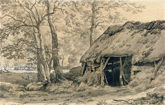 A Hut in the Woods, vintage artwork by Adriaen van de Velde, 12x8" (A4) Poster