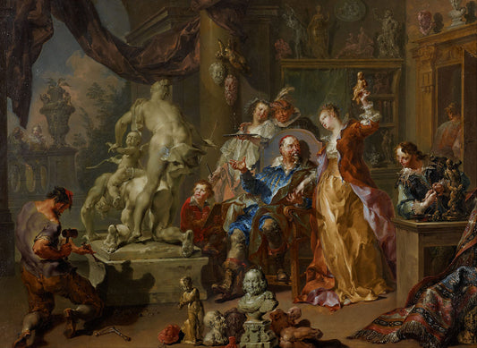 The Sculptor's Studio, vintage artwork by Johann Georg Platzer, 12x8" (A4) Poster