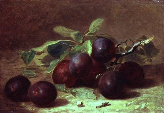 A Wasp Resting on a Sprig of Victoria Plums, vintage artwork by Eloise Harriet Stannard, 12x8" (A4) Poster