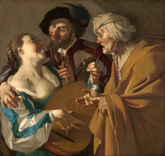 The Procuress, vintage artwork by Dirck van Baburen, 12x8" (A4) Poster