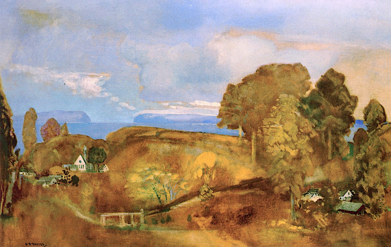 Hudson Valley Landscape, vintage artwork by Arthur B. Davies, 12x8" (A4) Poster