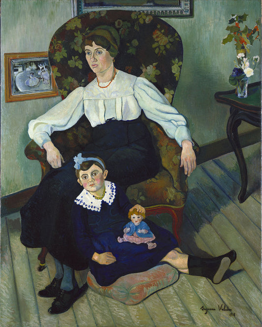 Marie Coca and Her Daughter, vintage artwork by Suzanne Valadon, 12x8" (A4) Poster