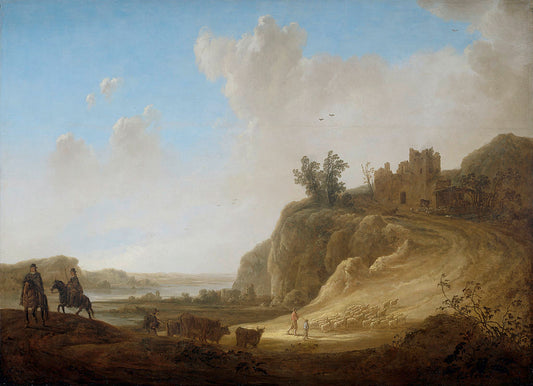 Mountainous Landscape with the Ruins of a Castle, vintage artwork by Aelbert Cuyp, 12x8" (A4) Poster