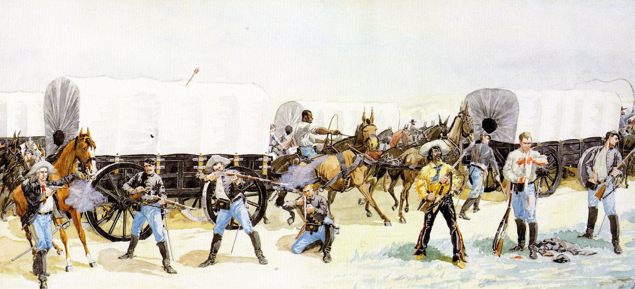 Attack on the Supply Train, vintage artwork by Frederic Remington, 12x8" (A4) Poster