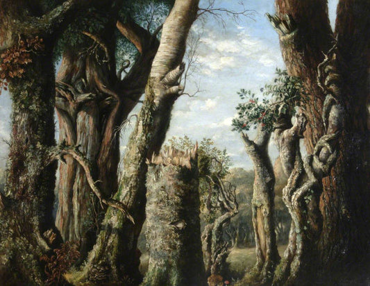 Oak, Holly and Other Trees, vintage artwork by Albert Durer Lucas, 12x8" (A4) Poster