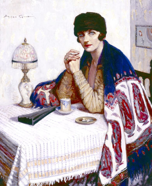 Girl with cigarette, vintage artwork by Agnes Noyes Goodsir, 12x8" (A4) Poster